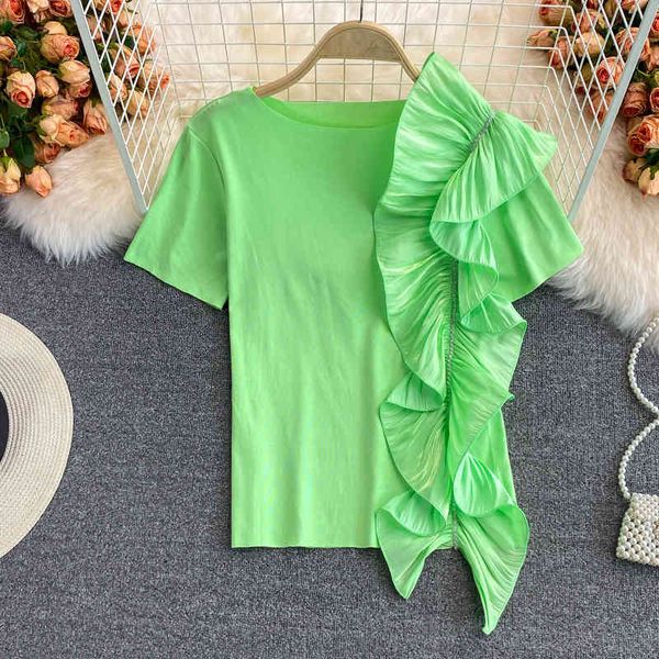 women's t-shirt 2022 summer korean ruffle panel diamond loose solid casual short sleeve round neck t-shirt women z6ot, White
women's t-shirt 2022 summer korean ruffle panel diamond loose solid casual short sleeve round neck t-shirt women z6ot, White