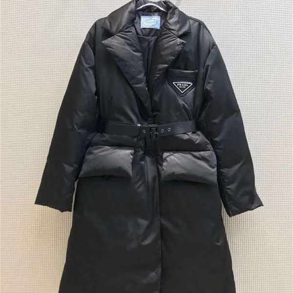 women's down & parkas designer 2021 autumn and winter new triangular standard hardware waist cotton padded clothes long coat suit lapel, Black
women's down & parkas designer 2021 autumn and winter new triangular standard hardware waist cotton padded clothes long coat suit lapel, Black