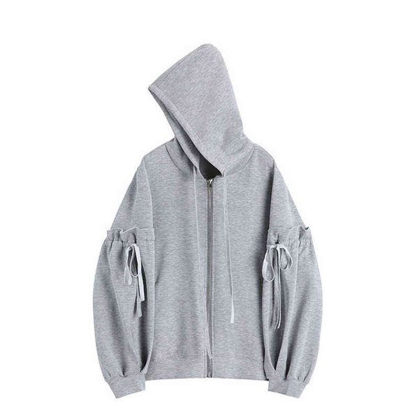 hoodies women spring autumn vintage grey long sleeve bandage lace bow zipper hooded oversize female casual sweatshirt coats t220726, Black
hoodies women spring autumn vintage grey long sleeve bandage lace bow zipper hooded oversize female casual sweatshirt coats t220726, Black