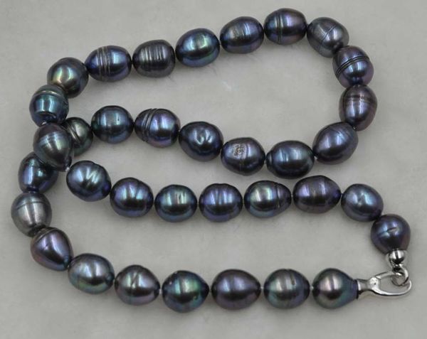length 18inch black 9-11mm freshwater pearl necklace, Silver 
length 18inch black 9-11mm freshwater pearl necklace, Silver