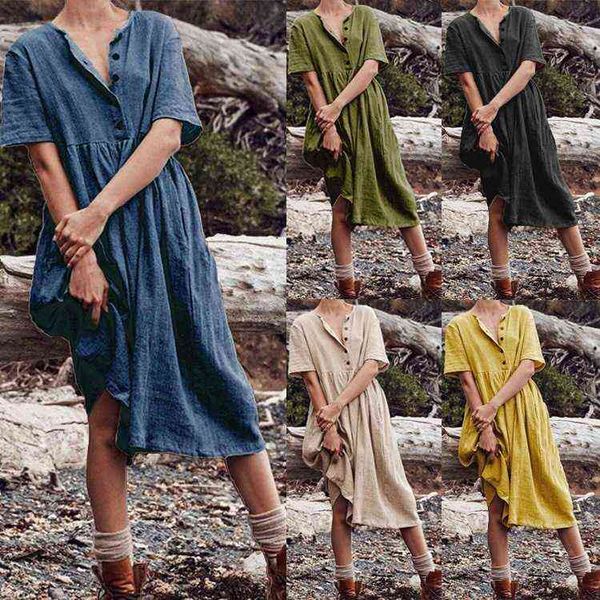 women's skirt new summer women's wear solid color short sleeve cotton linen thin dress large swing skirt, Black;gray
women's skirt new summer women's wear solid color short sleeve cotton linen thin dress large swing skirt, Black;gray