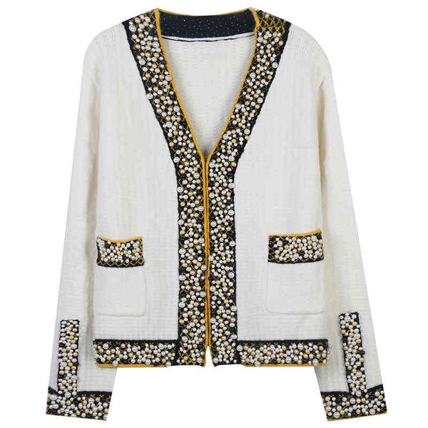 women's sweaters french style autumn and winter stripe heavy industry nail bead celebrity loose v-neck knitted cardigan women's co, White;black
women's sweaters french style autumn and winter stripe heavy industry nail bead celebrity loose v-neck knitted cardigan women's co, White;black
