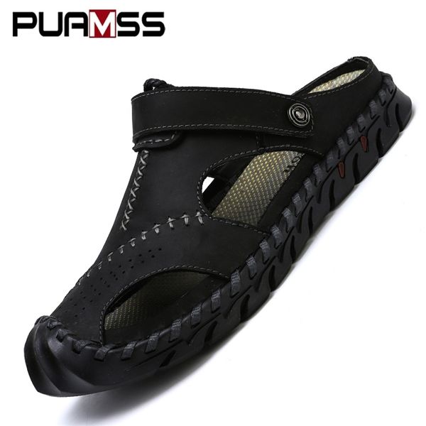 big size 48 men leather sandals summer classic shoes slippers soft roman comfortable outdoor walking footwear 220426, Black
big size 48 men leather sandals summer classic shoes slippers soft roman comfortable outdoor walking footwear 220426, Black