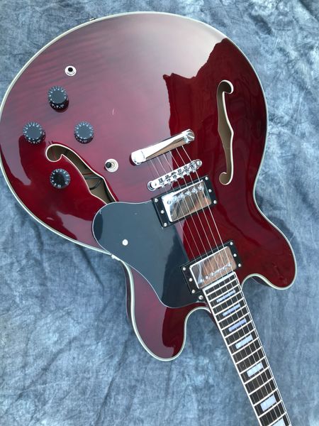 wine red semi-hollow 335 jazz electric guitar flame maple fingerboard ebony chrome hardware
wine red semi-hollow 335 jazz electric guitar flame maple fingerboard ebony chrome hardware