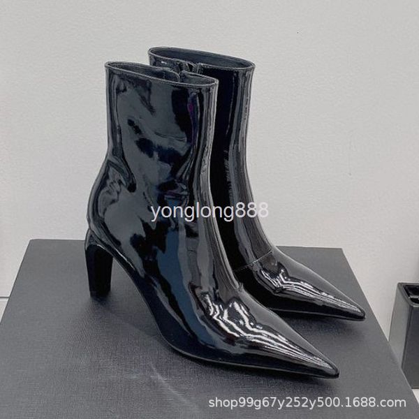boots patent leather short boots women's thick heels high martin pointed milky white elastic show thin autumn, Black
boots patent leather short boots women's thick heels high martin pointed milky white elastic show thin autumn, Black