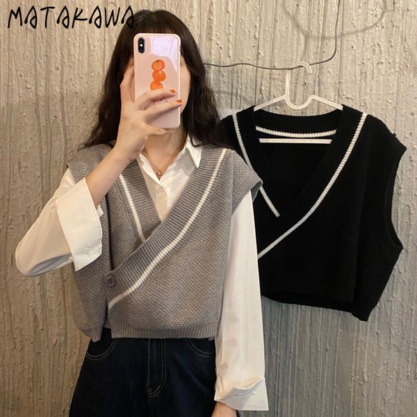 grey vest coat women spring korean loose womens vneck short knitted sweater for outer wear 210506, Black;white
grey vest coat women spring korean loose womens vneck short knitted sweater for outer wear 210506, Black;white