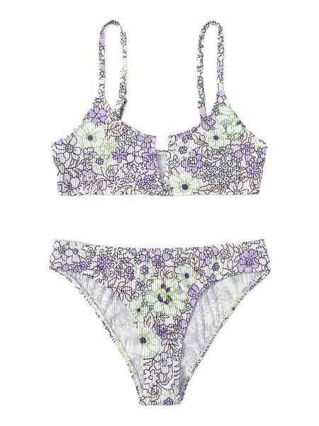 floral rib v wired bikini swimsuit e3td#, White;black
floral rib v wired bikini swimsuit e3td#, White;black