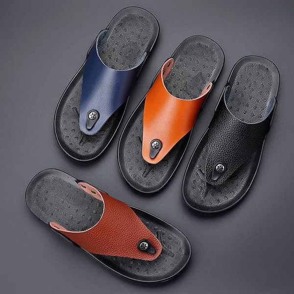 men's leather slippers, stylish flip-flops, outdoor comfort, non-slip wear resistant beach sandals factory direct sale, Black
men's leather slippers, stylish flip-flops, outdoor comfort, non-slip wear resistant beach sandals factory direct sale, Black