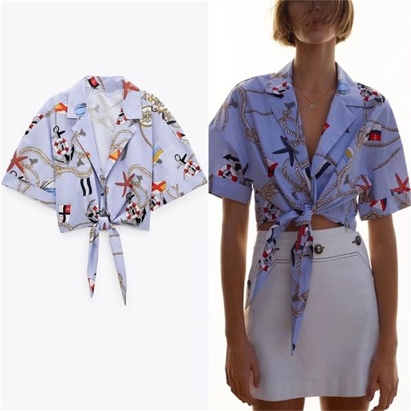 cropped print summer women vintage short sleeve front knot shirt feminine fashion side zip fitted blue shirts 210524, White
cropped print summer women vintage short sleeve front knot shirt feminine fashion side zip fitted blue shirts 210524, White