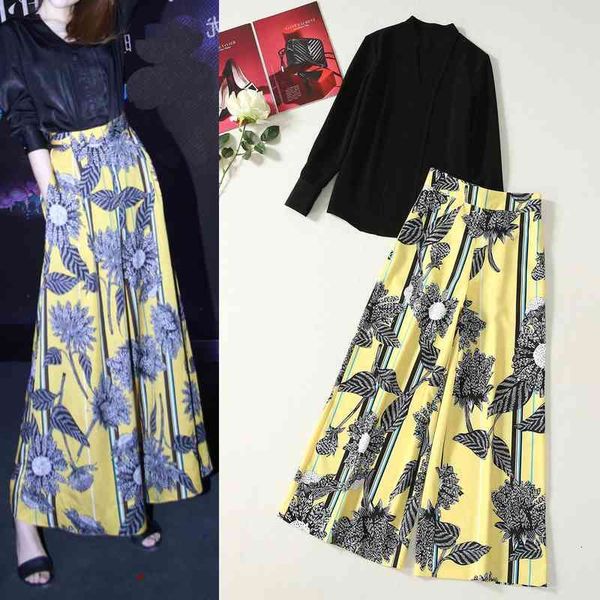 women's two piece pants spring fashion women's v-neck black shirt printed wide leg pants casual two-piece set, White
women's two piece pants spring fashion women's v-neck black shirt printed wide leg pants casual two-piece set, White