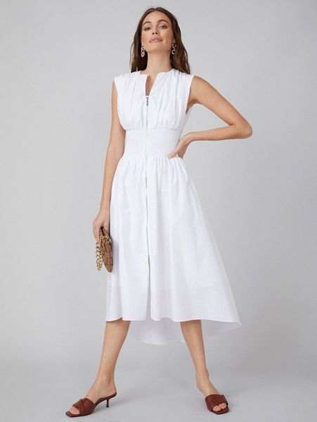 motf premium 100% cotton asymmetrical shirred dress 00b3#, Black;gray 
motf premium 100% cotton asymmetrical shirred dress 00b3#, Black;gray