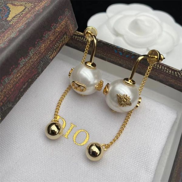 20% off 2022 jewelry new inlaid pearl tassel female brass earrings, Golden