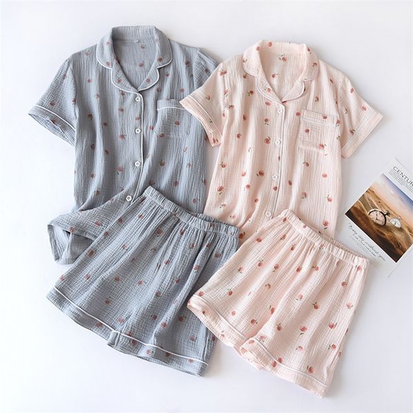 summer ladies short-sleeved shorts pajamas set 100% cotton crepe cloth thin home service two-piece spring and autumn loose 220329, Black;red
summer ladies short-sleeved shorts pajamas set 100% cotton crepe cloth thin home service two-piece spring and autumn loose 220329, Black;red