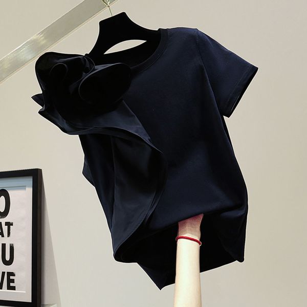 ruffled stitching short sleeve cotton t-shirt for women 2022 summer korean style all-match lady white black 220613
ruffled stitching short sleeve cotton t-shirt for women 2022 summer korean style all-match lady white black 220613