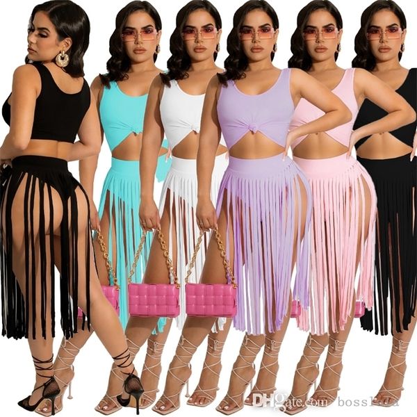 women lovely tassel two piece dress set solid color outfits 2022 summer nightclub wear s-xxl, Black;gray
women lovely tassel two piece dress set solid color outfits 2022 summer nightclub wear s-xxl, Black;gray