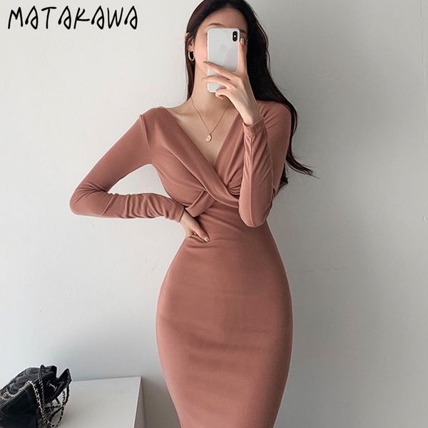 slim bodycon solid woman dress korea chic elegant femme robe cross pleated vneck vestido feminino 210506, Black;gray
slim bodycon solid woman dress korea chic elegant femme robe cross pleated vneck vestido feminino 210506, Black;gray