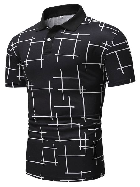 men line print polo shirt v7cl#, White;black