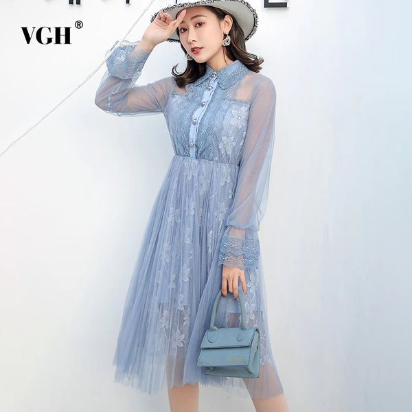 blue elegant mesh dress for women lapel lantern long sleeve high waist patchwork lace casual dresses female summer 210507, Black;gray
blue elegant mesh dress for women lapel lantern long sleeve high waist patchwork lace casual dresses female summer 210507, Black;gray