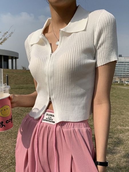 dazy double way zipper front crop cardigan 19mc#, White;black
dazy double way zipper front crop cardigan 19mc#, White;black