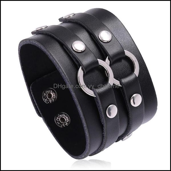 charm bracelets jewelry fashion men leather bracelet open cuff double wide black brown color vintage punk drop delivery 2021 byi5k, Golden;silver
charm bracelets jewelry fashion men leather bracelet open cuff double wide black brown color vintage punk drop delivery 2021 byi5k, Golden;silver