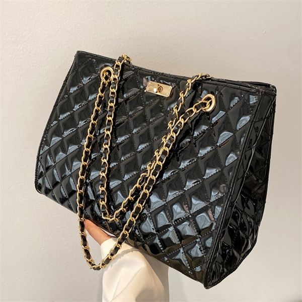 women bags quilted patent leather shoulder bag large capacity metal chain crossbody bag shopper satchel female bolsos 220620
women bags quilted patent leather shoulder bag large capacity metal chain crossbody bag shopper satchel female bolsos 220620