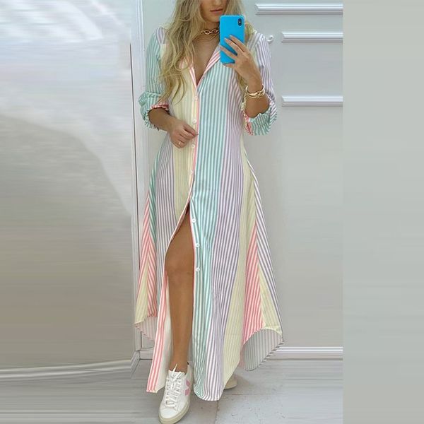 designer womens clothe runway new fashion dress famous popular button lapel long shirt dresses with floral print bulk sale soft maxi robe fe, Black;gray
designer womens clothe runway new fashion dress famous popular button lapel long shirt dresses with floral print bulk sale soft maxi robe fe, Black;gray