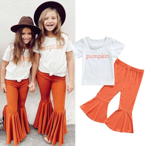 summer halloween kids baby girls clothes set pumpkin letters printed pattern t-shirt and orange solid flared pants, White
summer halloween kids baby girls clothes set pumpkin letters printed pattern t-shirt and orange solid flared pants, White