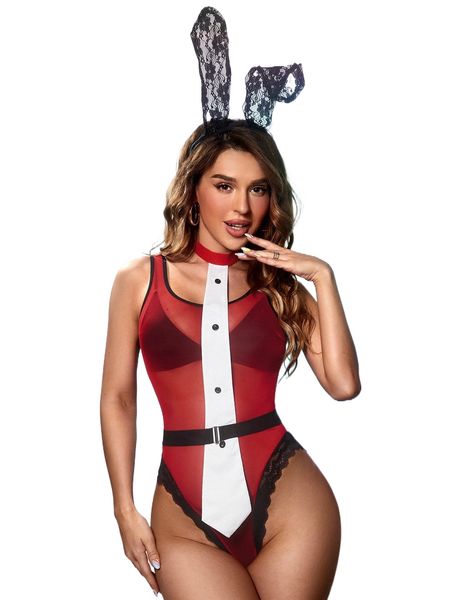4pack colorblock contrast lace button front animal costume set without liner c7bi#, Black;red
4pack colorblock contrast lace button front animal costume set without liner c7bi#, Black;red