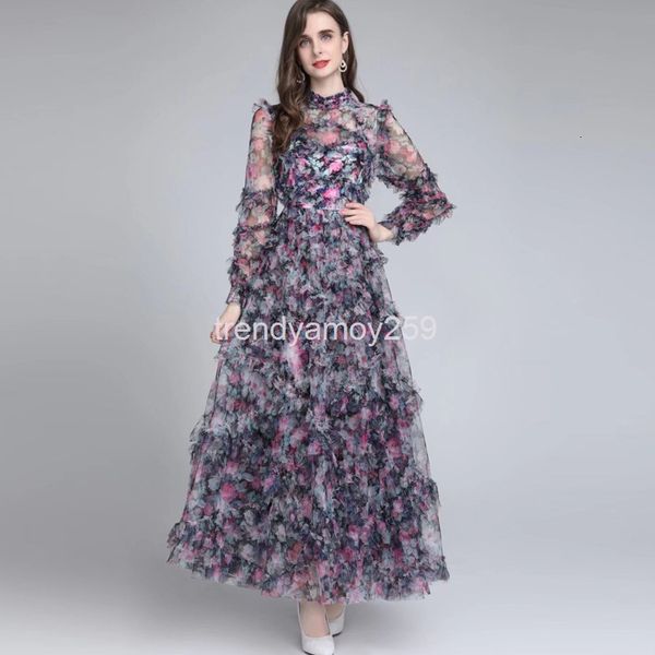 casual dresses spring and summer women's heavy industry stand collar layered ruffle printed long sleeved dress, Black;gray
casual dresses spring and summer women's heavy industry stand collar layered ruffle printed long sleeved dress, Black;gray