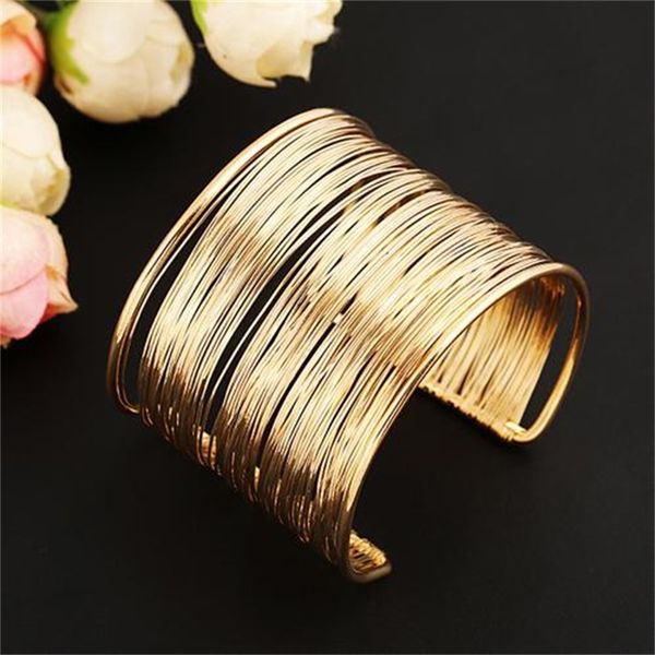 fashion womens punk wires strings wristband wide cuff bracelet jewelry metal multilayer open bangle femme gold cuff bangle 220716, Black
fashion womens punk wires strings wristband wide cuff bracelet jewelry metal multilayer open bangle femme gold cuff bangle 220716, Black