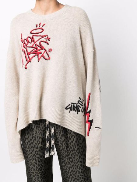 women's sweaters autumn winter women's knit sweater letter jacquard cashmere long sleeve knitwear loose o-neck female jumperwomen&#, White;black
women's sweaters autumn winter women's knit sweater letter jacquard cashmere long sleeve knitwear loose o-neck female jumperwomen&#, White;black
