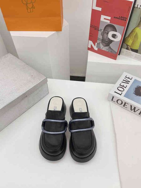 dress shoes spring thick soled loafers round head raised sandals muller shoes baotou lazy, Black 
dress shoes spring thick soled loafers round head raised sandals muller shoes baotou lazy, Black