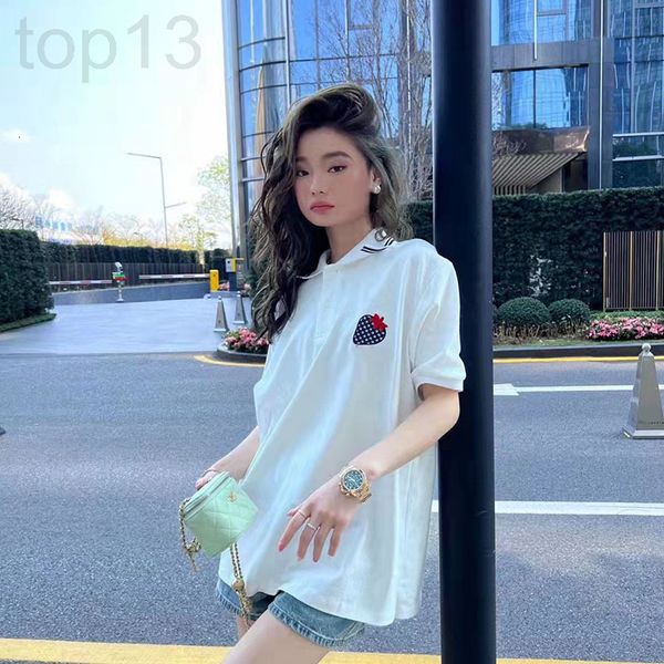 women's t-shirt designer 2022 spring and summer br new strawberry letters embroidery on the chest to reduce age show thin versatile pol, White
women's t-shirt designer 2022 spring and summer br new strawberry letters embroidery on the chest to reduce age show thin versatile pol, White