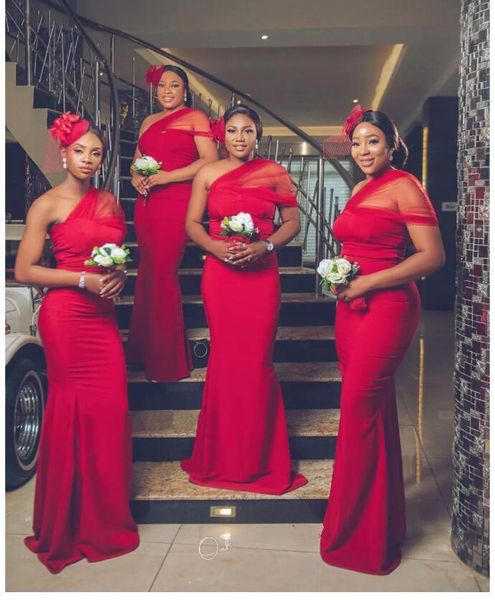 2022 african one shoulder dark red bridesmaid dresses plus size wedding party gowns long ruched mermaid bride maid of honor dress, White;pink
2022 african one shoulder dark red bridesmaid dresses plus size wedding party gowns long ruched mermaid bride maid of honor dress, White;pink