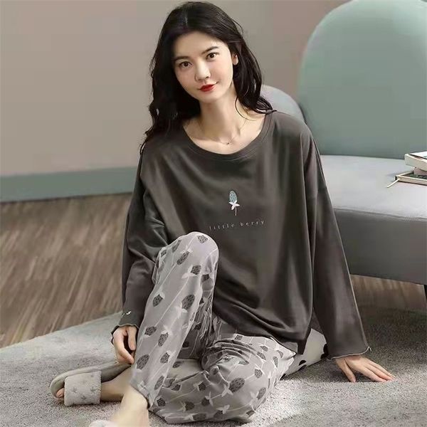 pure cotton pajamas women's spring and autumn models long-sleeved home service simple loose casual suit large size 5xl 220329, Black;red
pure cotton pajamas women's spring and autumn models long-sleeved home service simple loose casual suit large size 5xl 220329, Black;red