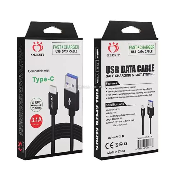 olesit cables 2m 6.6ft 3m 10ft 3.1a fast charger micro usb data type-c cable for samsung huawei with retail box
olesit cables 2m 6.6ft 3m 10ft 3.1a fast charger micro usb data type-c cable for samsung huawei with retail box
