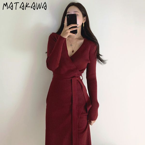 solid longsleeved knitted dress korean chic vneck femme robe crossslimfit tie waist women dresses 210506, Black;gray
solid longsleeved knitted dress korean chic vneck femme robe crossslimfit tie waist women dresses 210506, Black;gray
