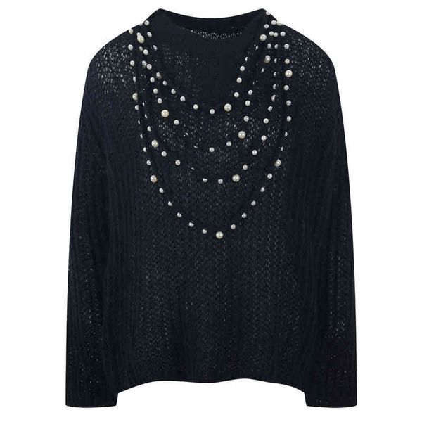 women's knits tees temperament korean sweater pullover loose women's wear autumn and winter pearl black i9i1, White
women's knits tees temperament korean sweater pullover loose women's wear autumn and winter pearl black i9i1, White