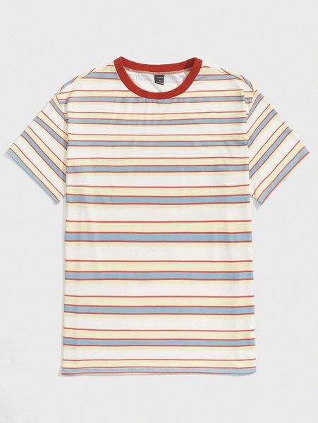 men striped print round neck tee b2hg#, White;black
men striped print round neck tee b2hg#, White;black