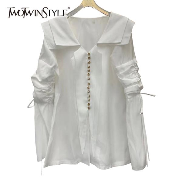 minimalist ruched shirt for women sailor collar long sleeve casual white blouse female fashion clothing 210423
minimalist ruched shirt for women sailor collar long sleeve casual white blouse female fashion clothing 210423