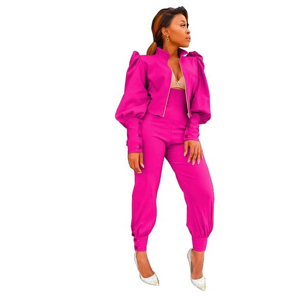 women two piece set puff sleeve outfits zip-up outerwear and pants suits casual tracksuits jacket, White
women two piece set puff sleeve outfits zip-up outerwear and pants suits casual tracksuits jacket, White