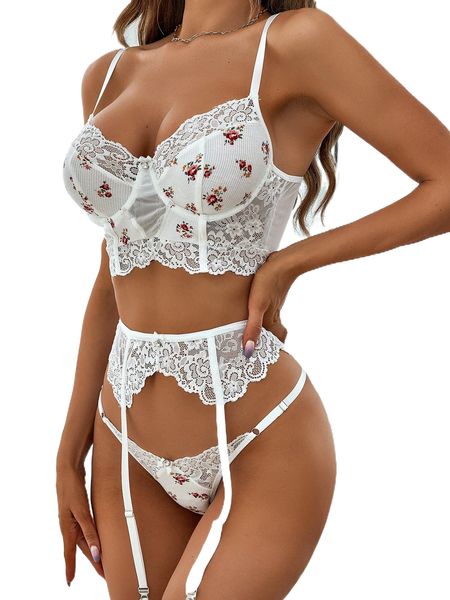 3pack floral print lace panel bow garter underwire cheeky lingerie set i3f2#, Black;red
3pack floral print lace panel bow garter underwire cheeky lingerie set i3f2#, Black;red