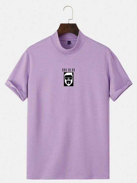 men letter & figure graphic mock neck tee f3ok#, White;black