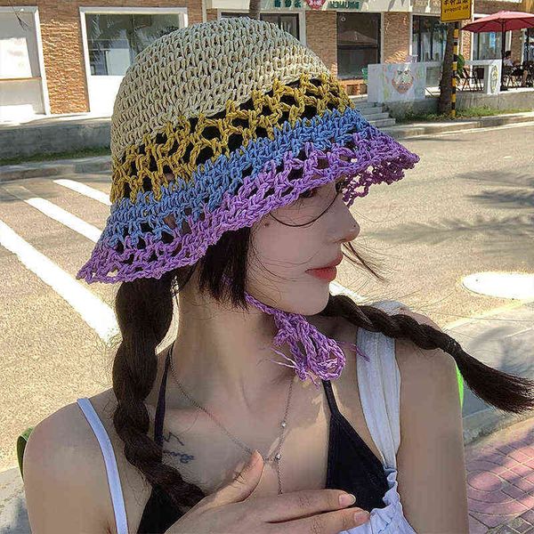 handmade summer women straw hat handwoven foldable sun protection vacation beach sun hat female 2022 fashion y220702, Blue;gray
handmade summer women straw hat handwoven foldable sun protection vacation beach sun hat female 2022 fashion y220702, Blue;gray