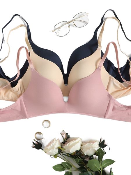 3pack plain bralette set c4rq#, Black;red