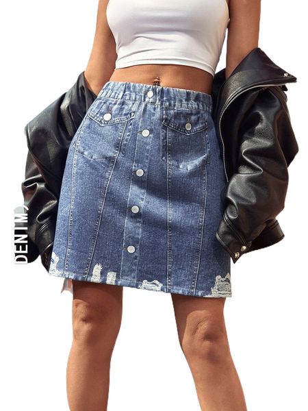 graphic print straight chambray skirt r0b8#, Black
graphic print straight chambray skirt r0b8#, Black