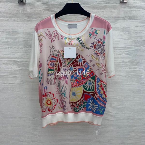 women's t-shirt horsehead flower print front 19 mimi silk stretch satin stitched back top, White
women's t-shirt horsehead flower print front 19 mimi silk stretch satin stitched back top, White