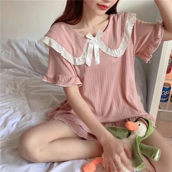 summer silk pajamas woman kawaii sleepwear bowknot lace clothes set 2 pieces thin short sleeve pajama pants women homewear suit, Black;red
summer silk pajamas woman kawaii sleepwear bowknot lace clothes set 2 pieces thin short sleeve pajama pants women homewear suit, Black;red