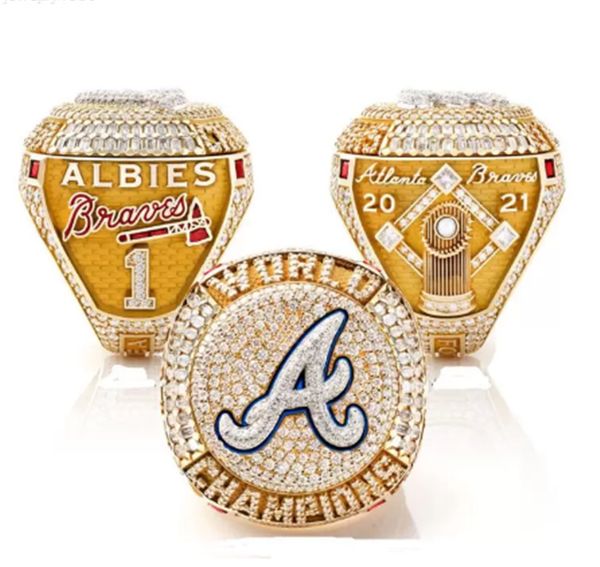 6 player name soler an albies 2021 2022 world series baseball braves team championship ring with wooden display box souvenir men fan11, Black
6 player name soler an albies 2021 2022 world series baseball braves team championship ring with wooden display box souvenir men fan11, Black