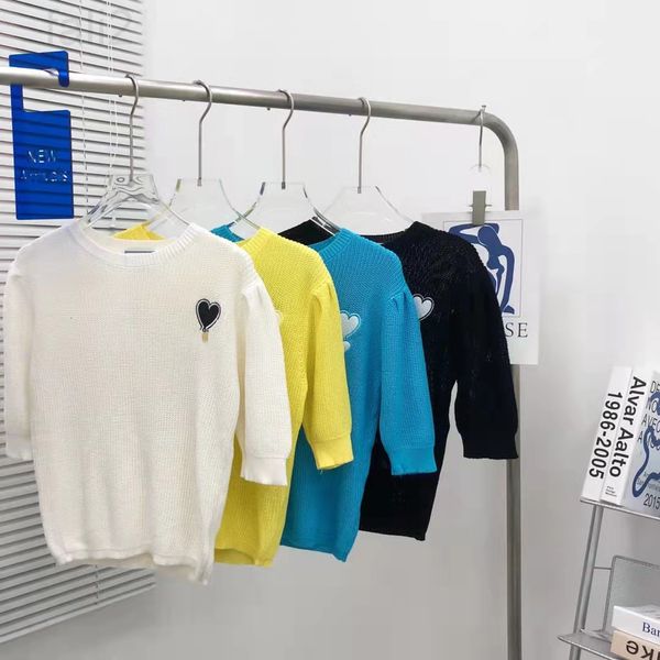 women's knits & tees designer 6032202 summer new light luxury peach heart a embroidery fashion leisure thin short sleeve sweater t-shir, White
women's knits & tees designer 6032202 summer new light luxury peach heart a embroidery fashion leisure thin short sleeve sweater t-shir, White